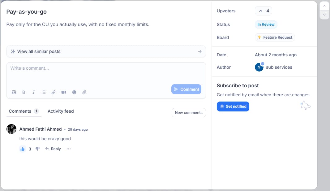 A suggestion with comments and feedback 