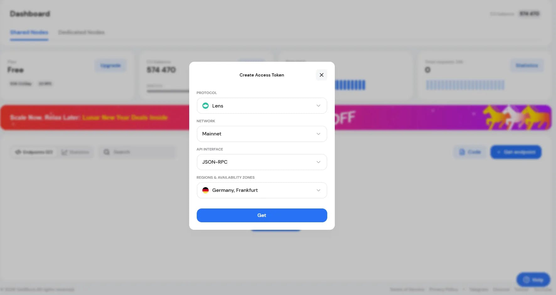 Getblock Lens dashboard