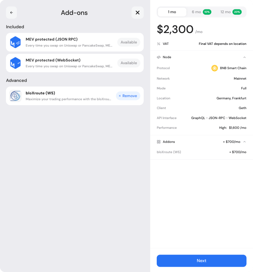 How to add add-ons and plug in to a GetBlock node