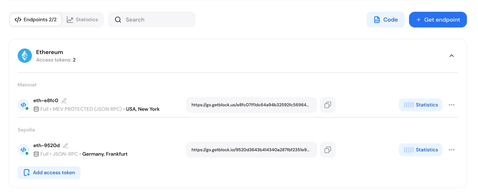 how to manage RPC endpoints via GetBlock dashboard