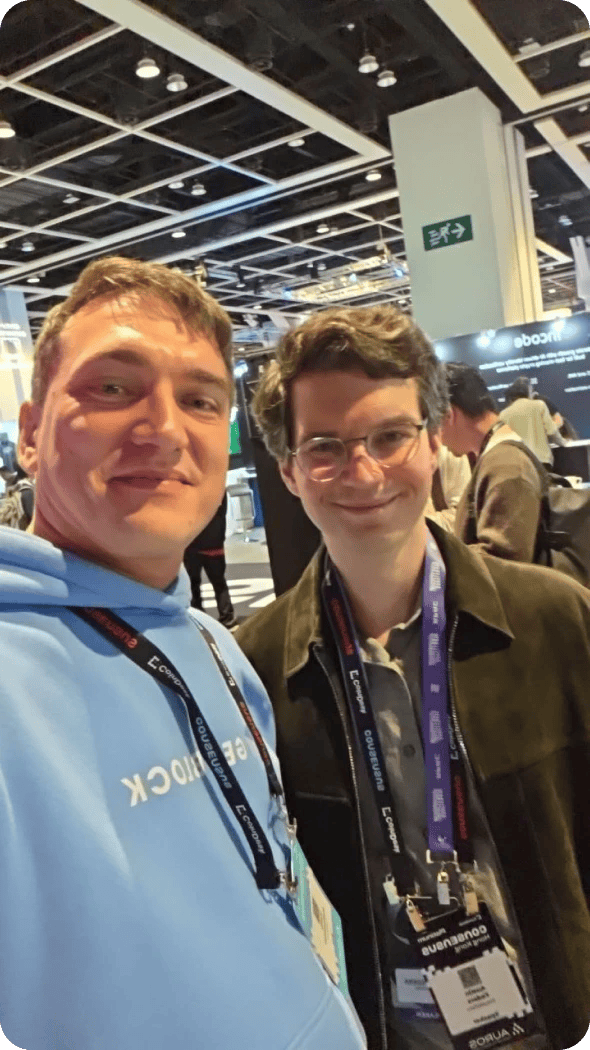 Vasily Rudomanov with Austin Federa at Consensus HK 2026