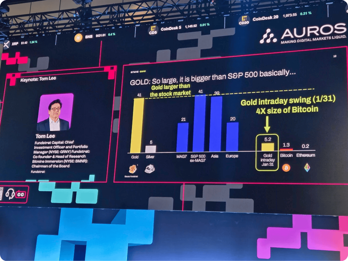 Tom Lee delivering a keynote at Consensus Hong Kong 2026
