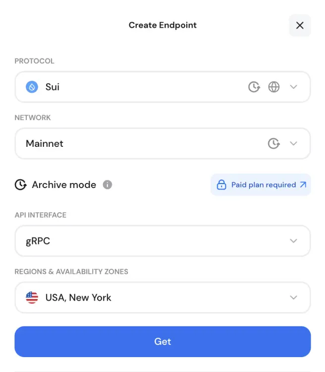 how to get Sui gRPC endpoint URL