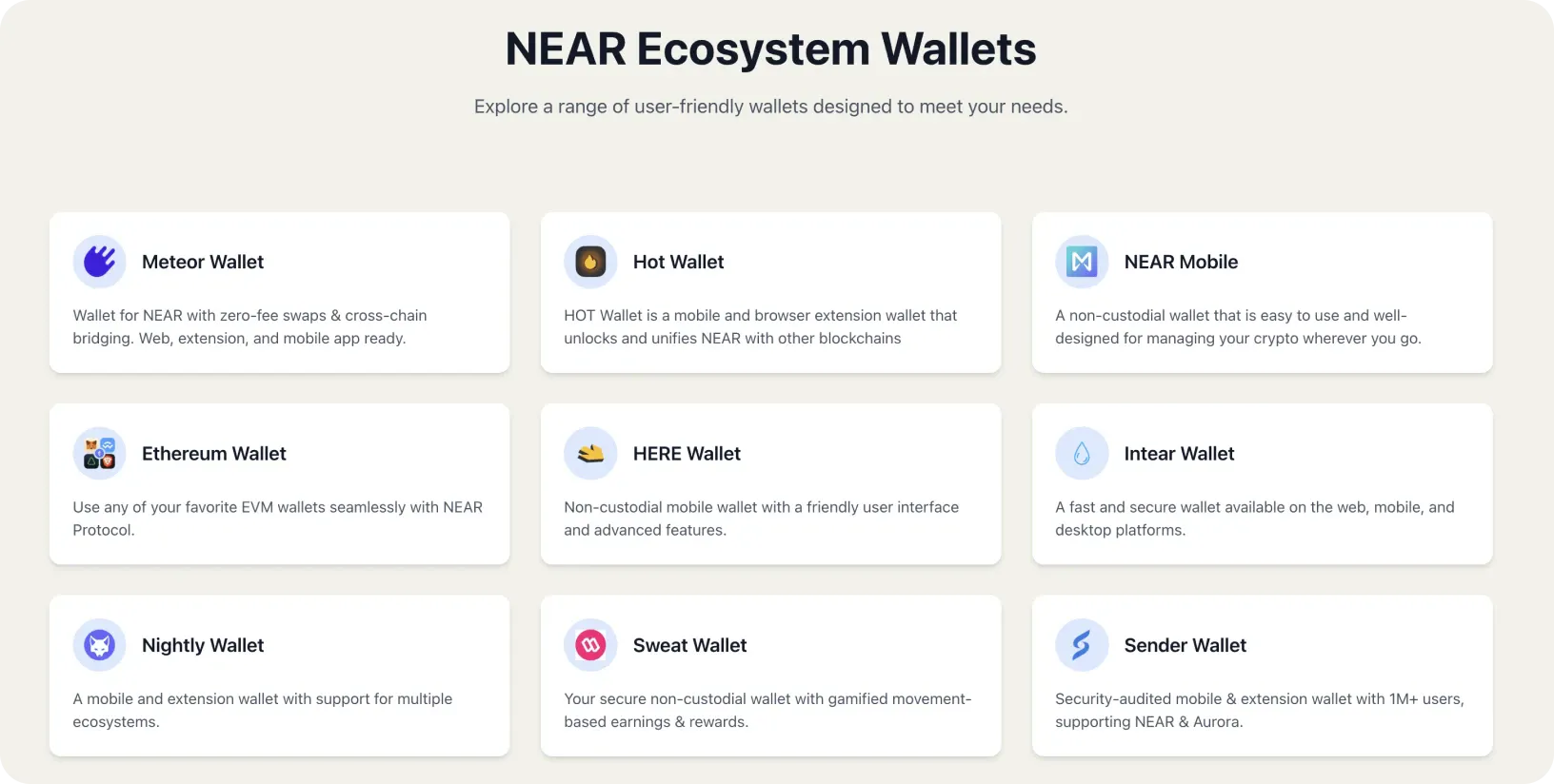list of Near ecosystem wallets