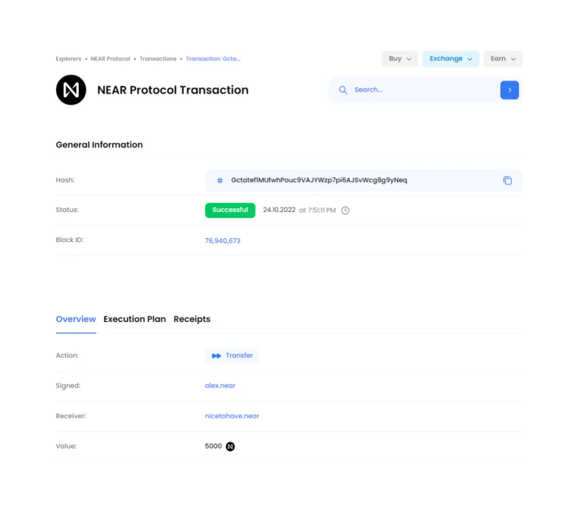 Transaction in NEAR block