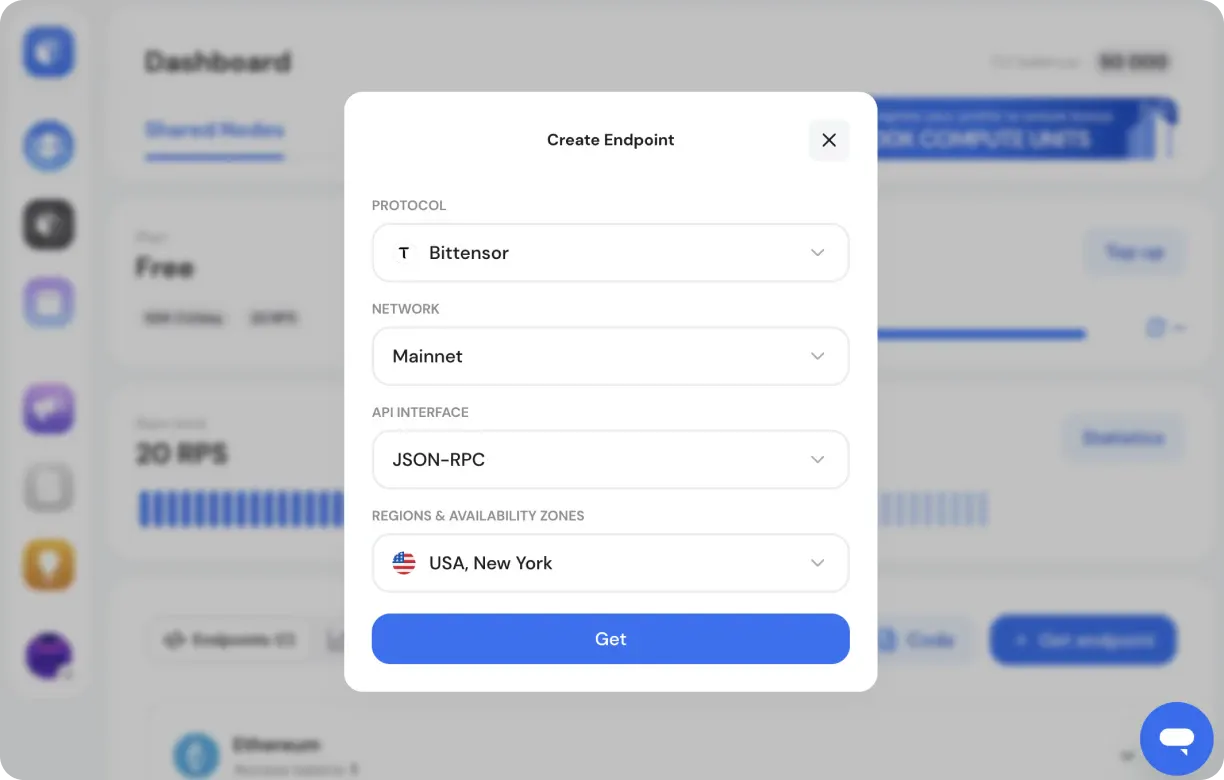 Steps to set up Bittensor (TAO) JSON-RPC endpoint URL using GetBlock RPC provider