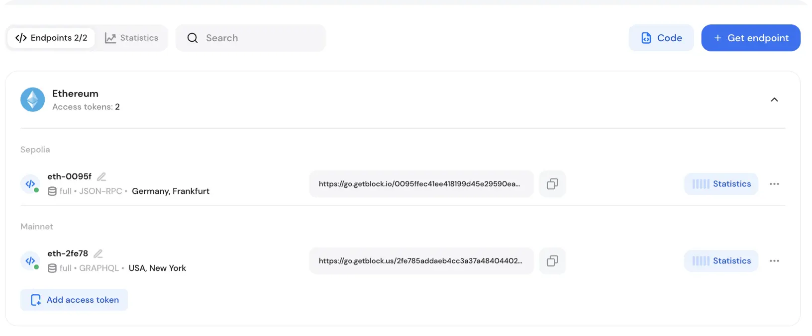Ethereum API access via GetBlock