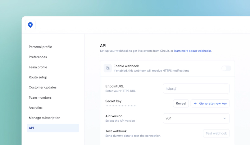 Webhook API for delivery events data