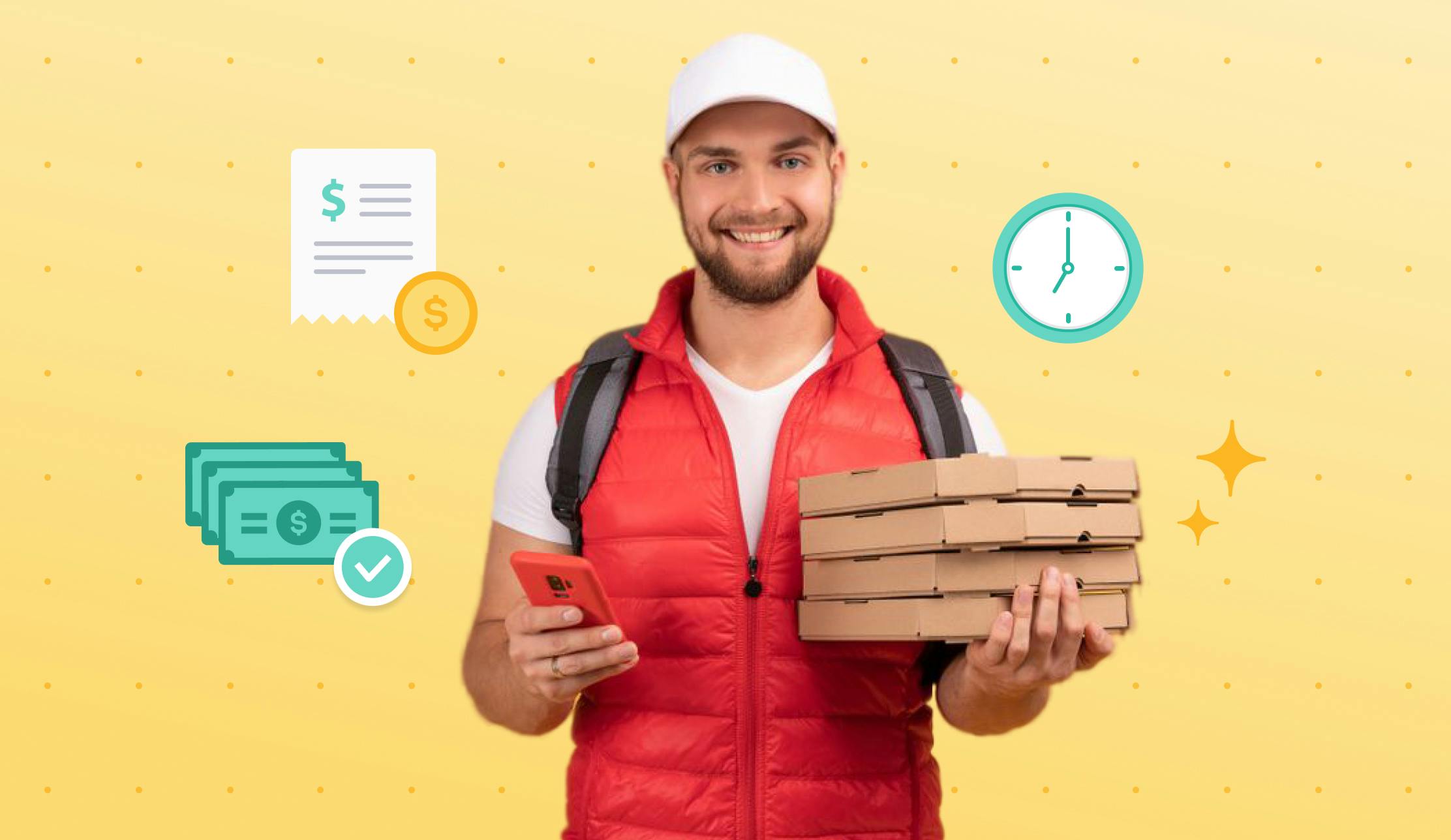 food delivery person with boxes