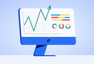 How routing and scheduling optimization helped 7 small-to-medium enterprised grow: represented using a screen of a desktop computer showing charts and an upward trend to indicate growth