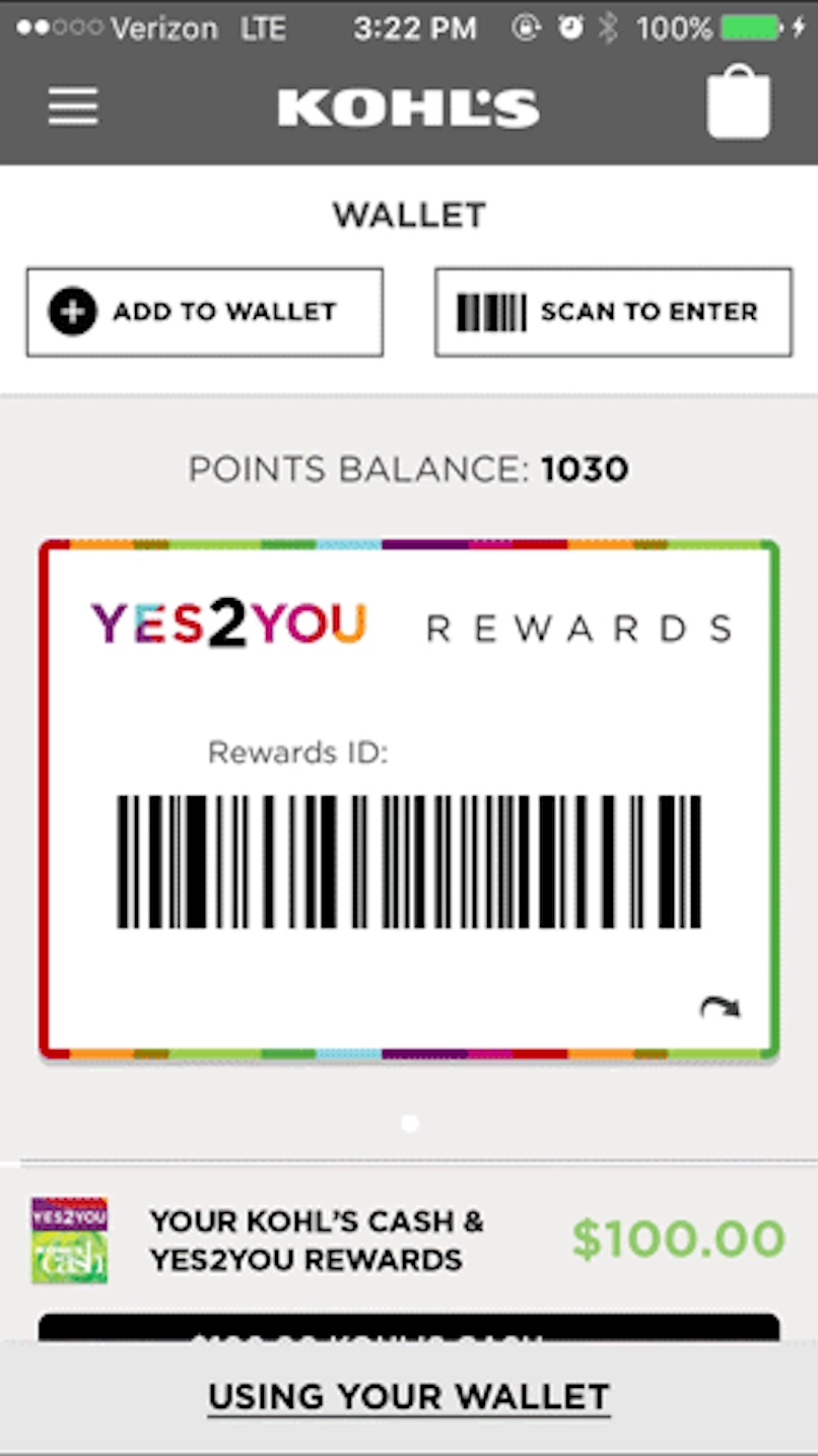 add kohls cash to wallet