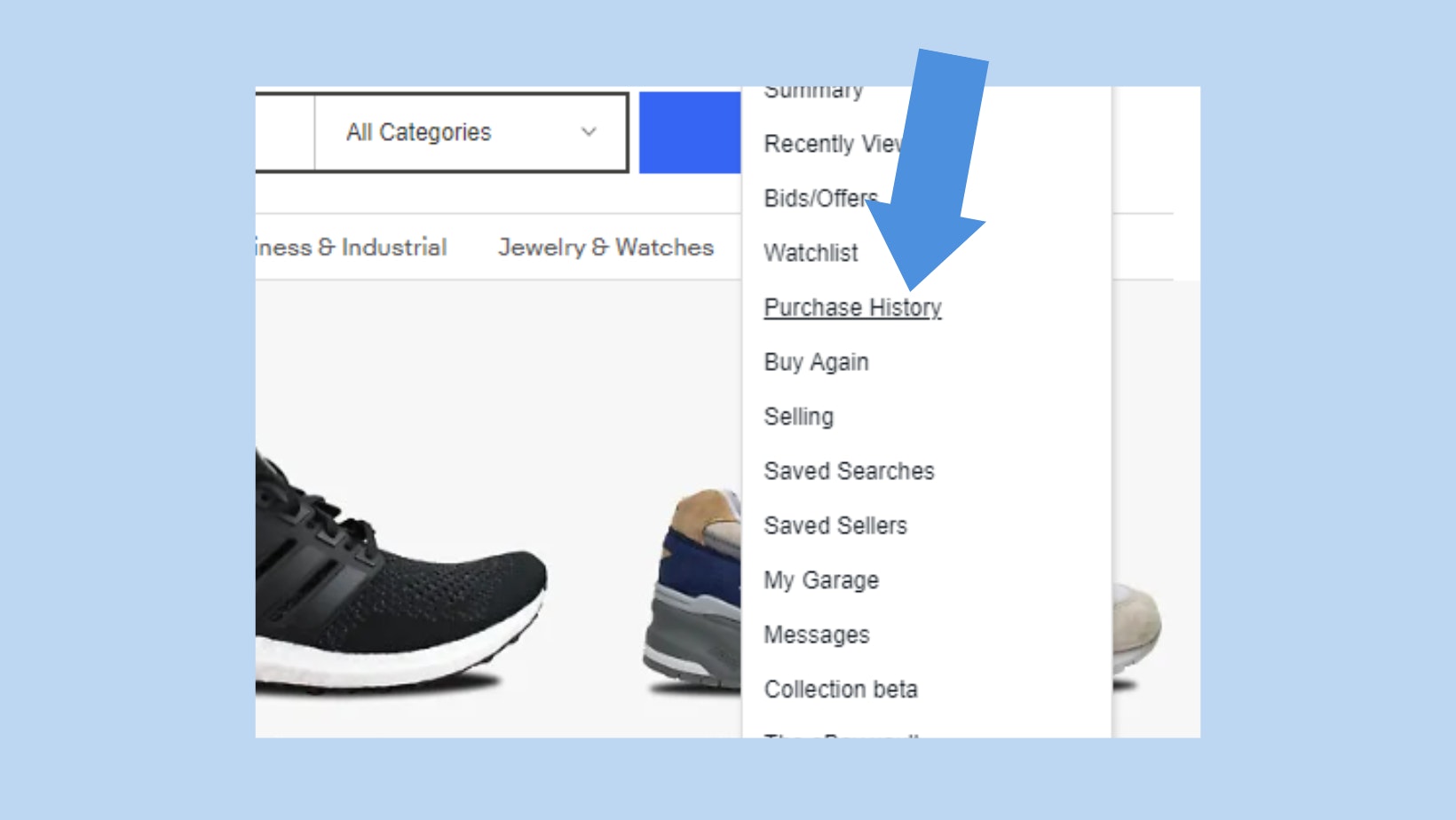 Track your shopping journey with eBay purchase history.