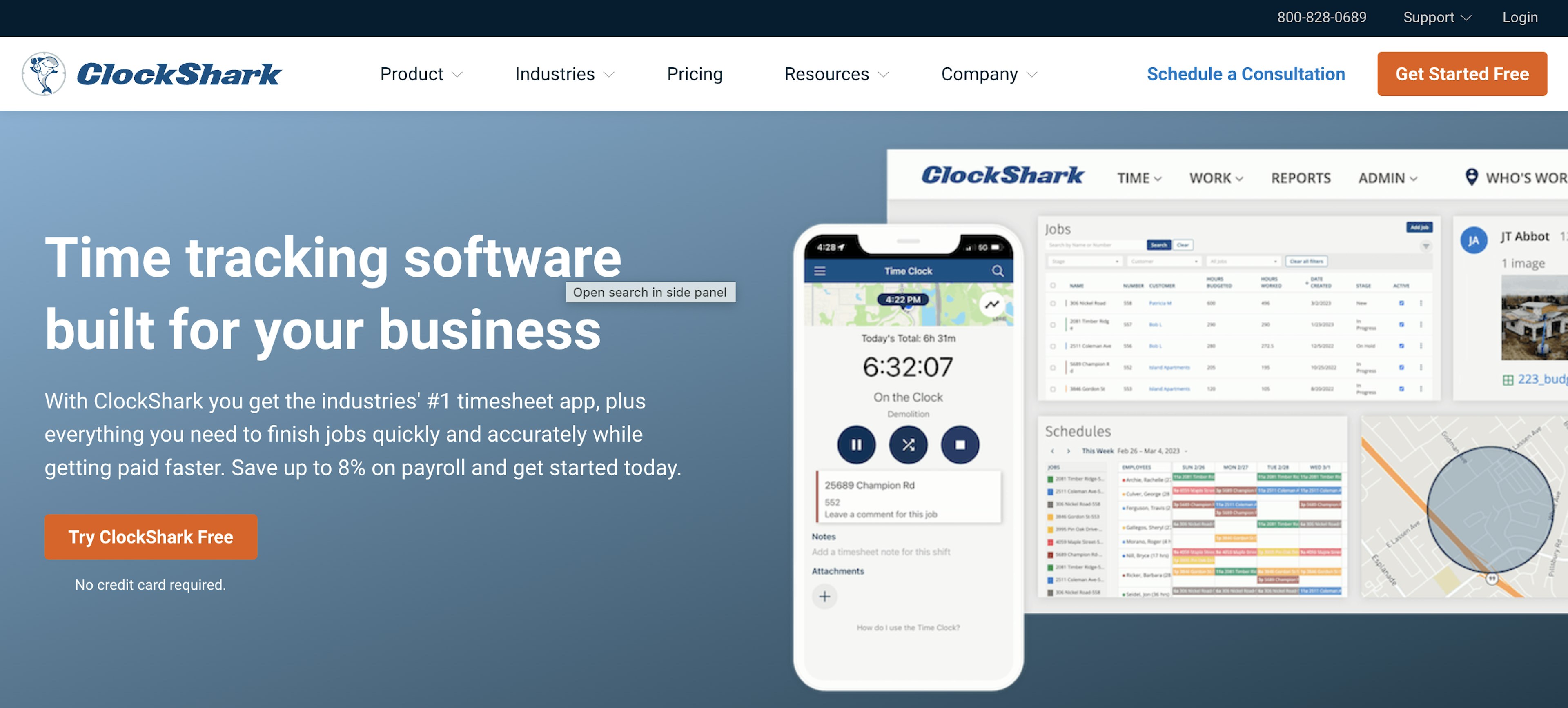 ClockShark home page