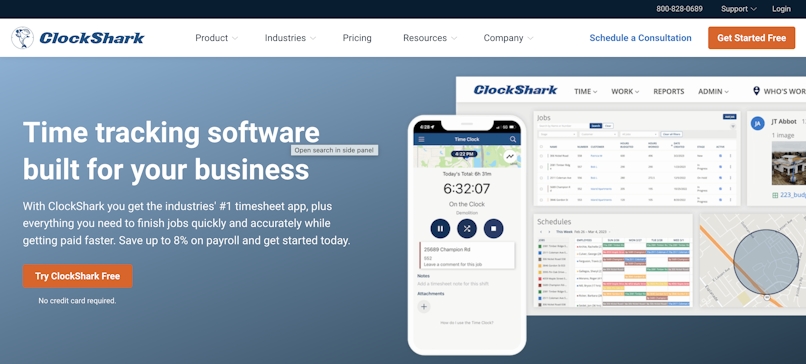 ClockShark home page