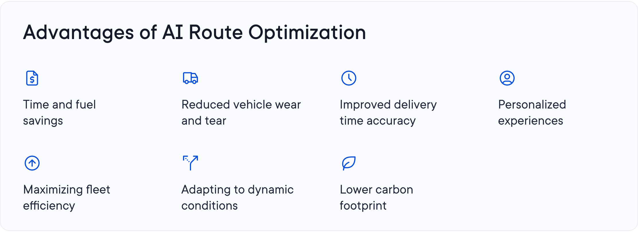 A list of all the advantages of AI route optimization