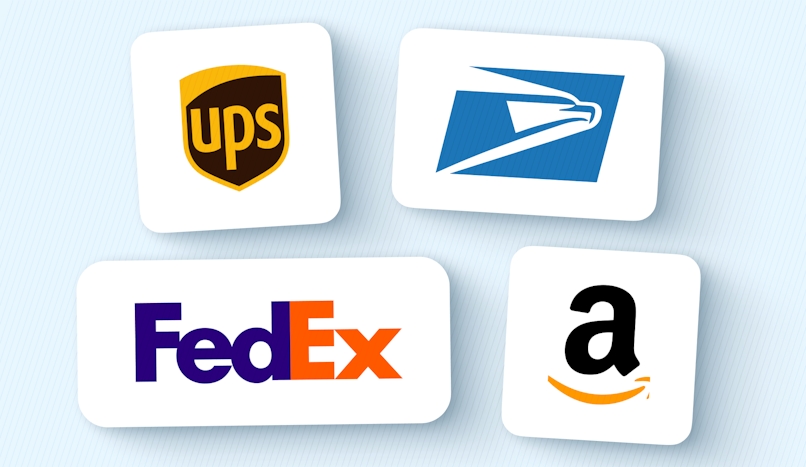 UPS, Amazon, and FedEx logos