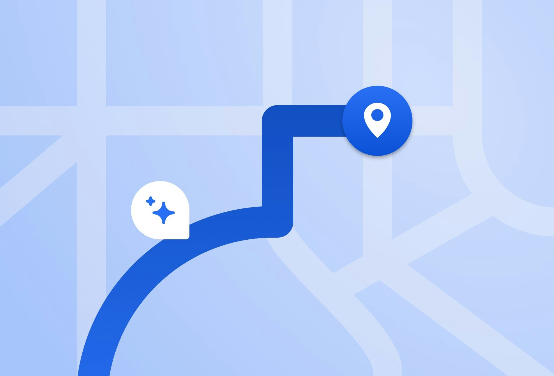 Animated GPS map with destination icons