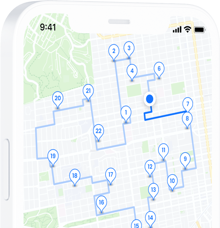 A phone with Circuit Route Planner on the screen