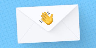Envelope with hand wave emoji in it