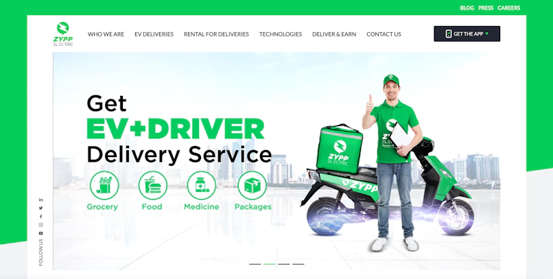 Zypp Electric home page