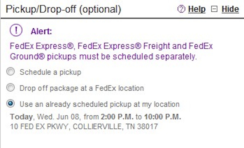 fedex pickup alert