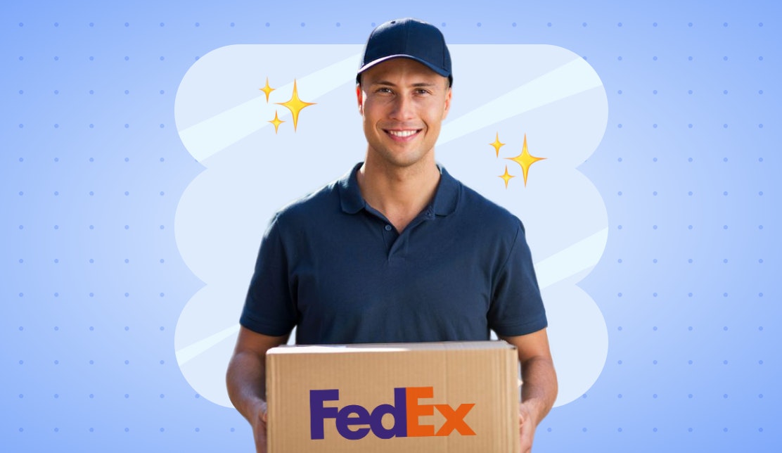 Smiling fedex delivery person
