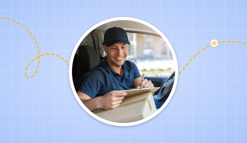 delivery driver writing down info