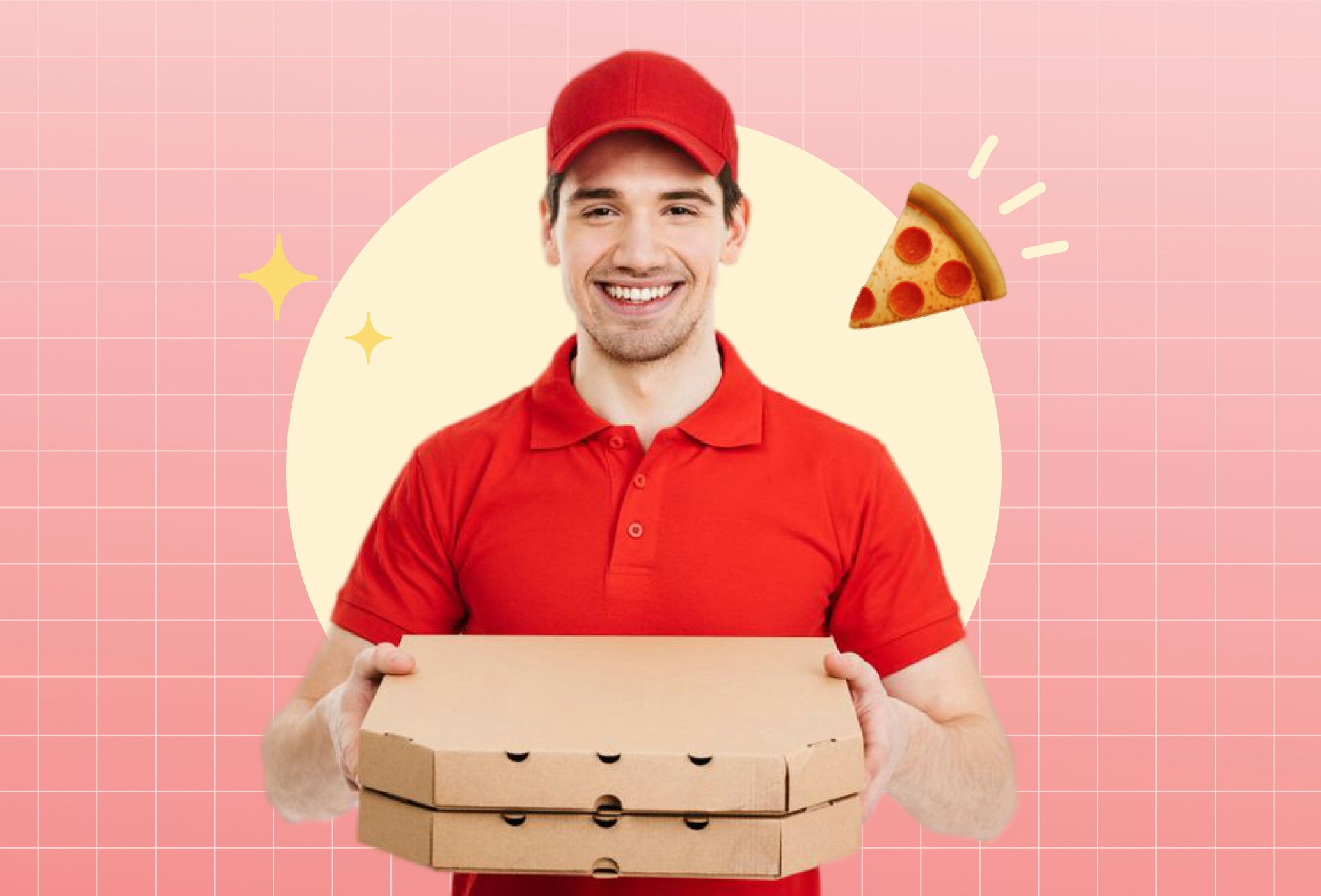 pizza delivery person with pizza boxes