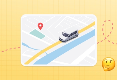 Medium-sized truck driving along a route on Google Maps with a location marker for the destination.