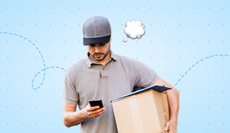 delivery man on the phone