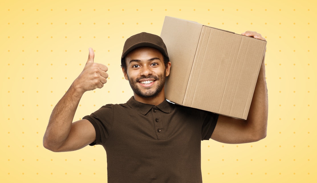 happy ups driver with box