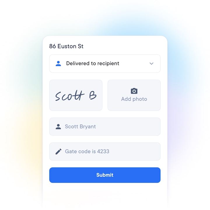 Proof of delivery collection screen for drivers using the Circuit for Team mobile app