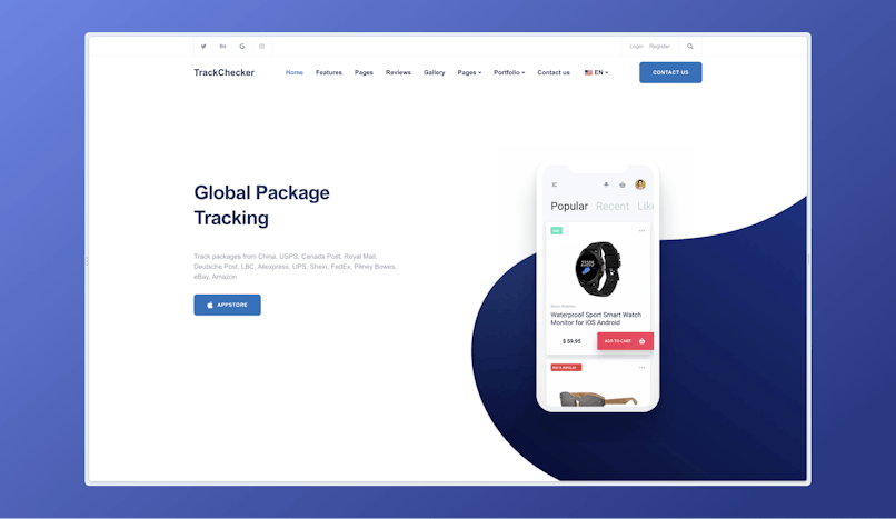 TrackChecker app website homepage