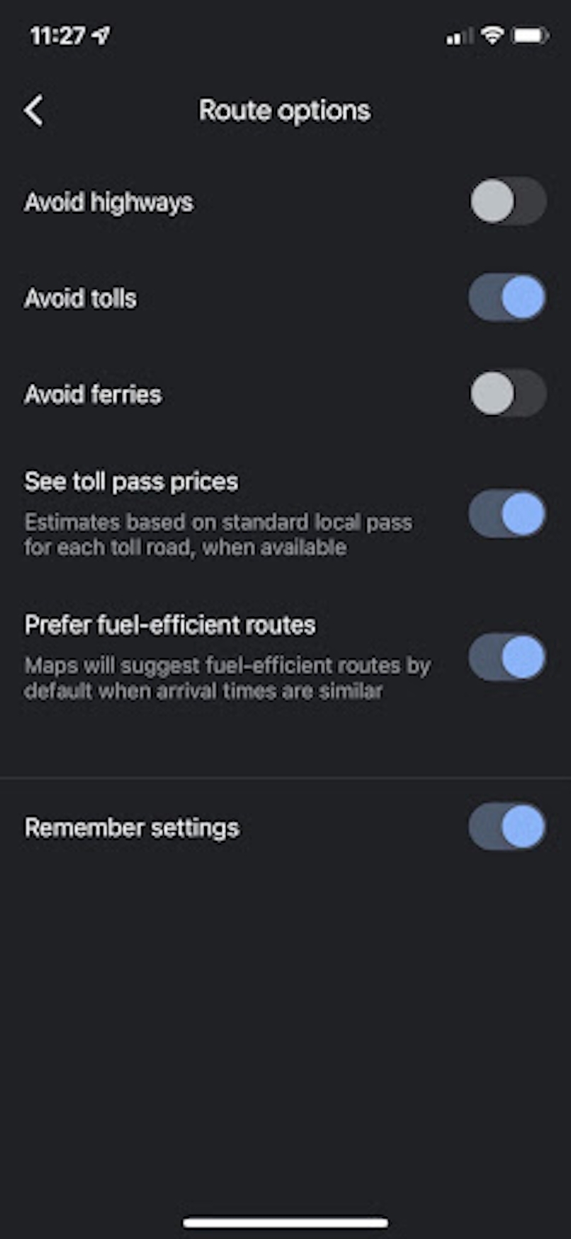 google-maps-route-options