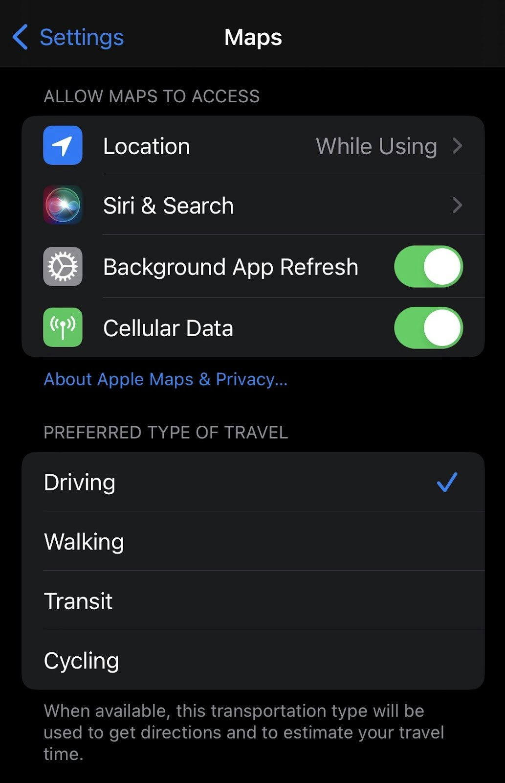 how to add a stop on apple maps: iphone settings