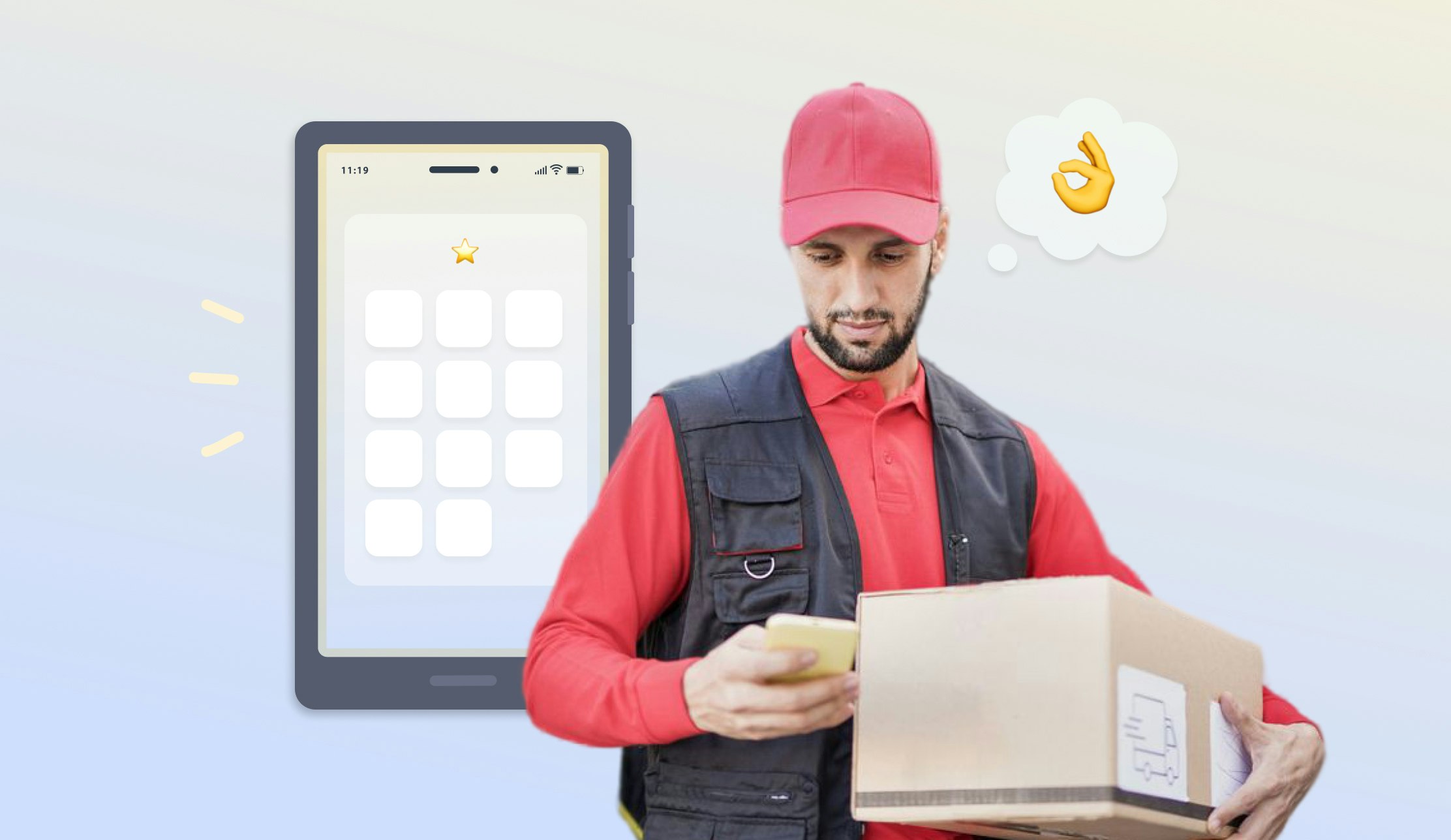 delivery driver using phone