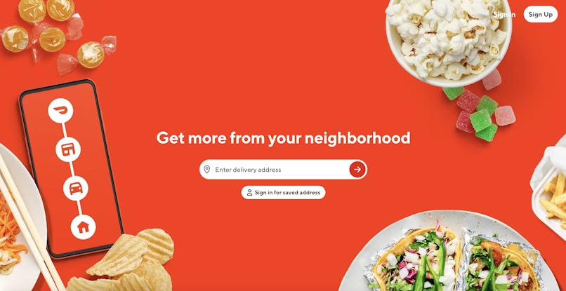 DoorDash home page