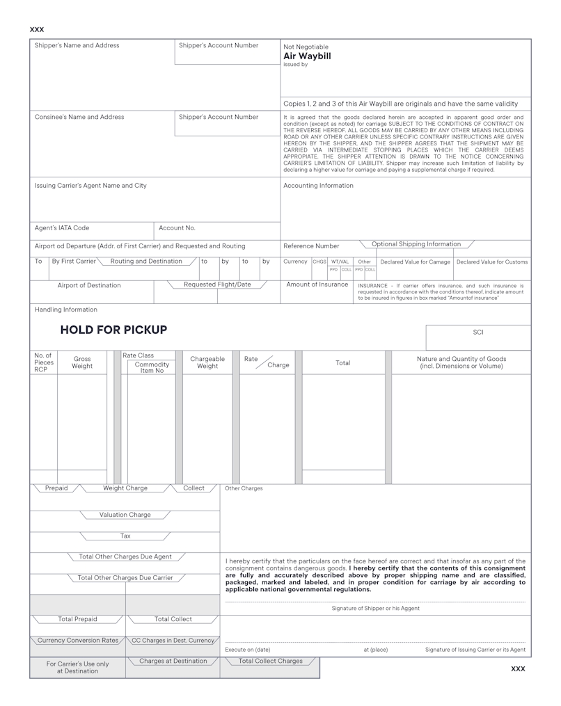 sea air rail waybill