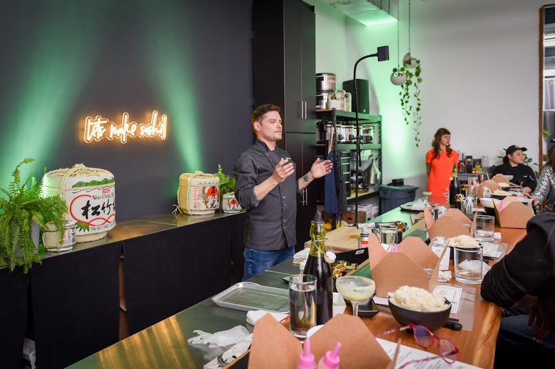 Roll This Way catering and events instructor teaching a live class