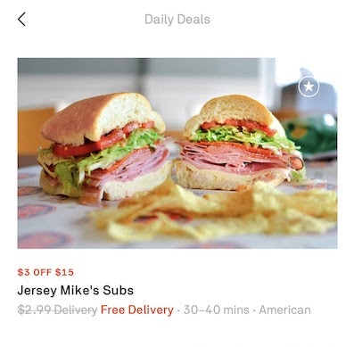 An example of an advertisement from Postmates, a third party delivery service.