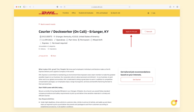 Click on an open position