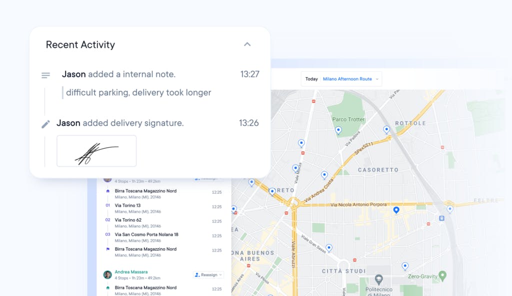 Dispatch can get a clear idea of deliveries you've made, notes, etc: The best delivery route planning software offers a complete experience for planning and monitoring routes, keeping customers updated, and getting proof of delivery.
