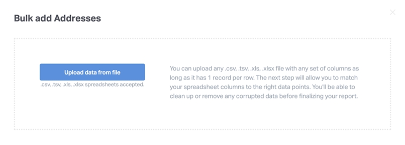 Importing addresses in bulk is simple with Circuit's "Upload data from file" option.