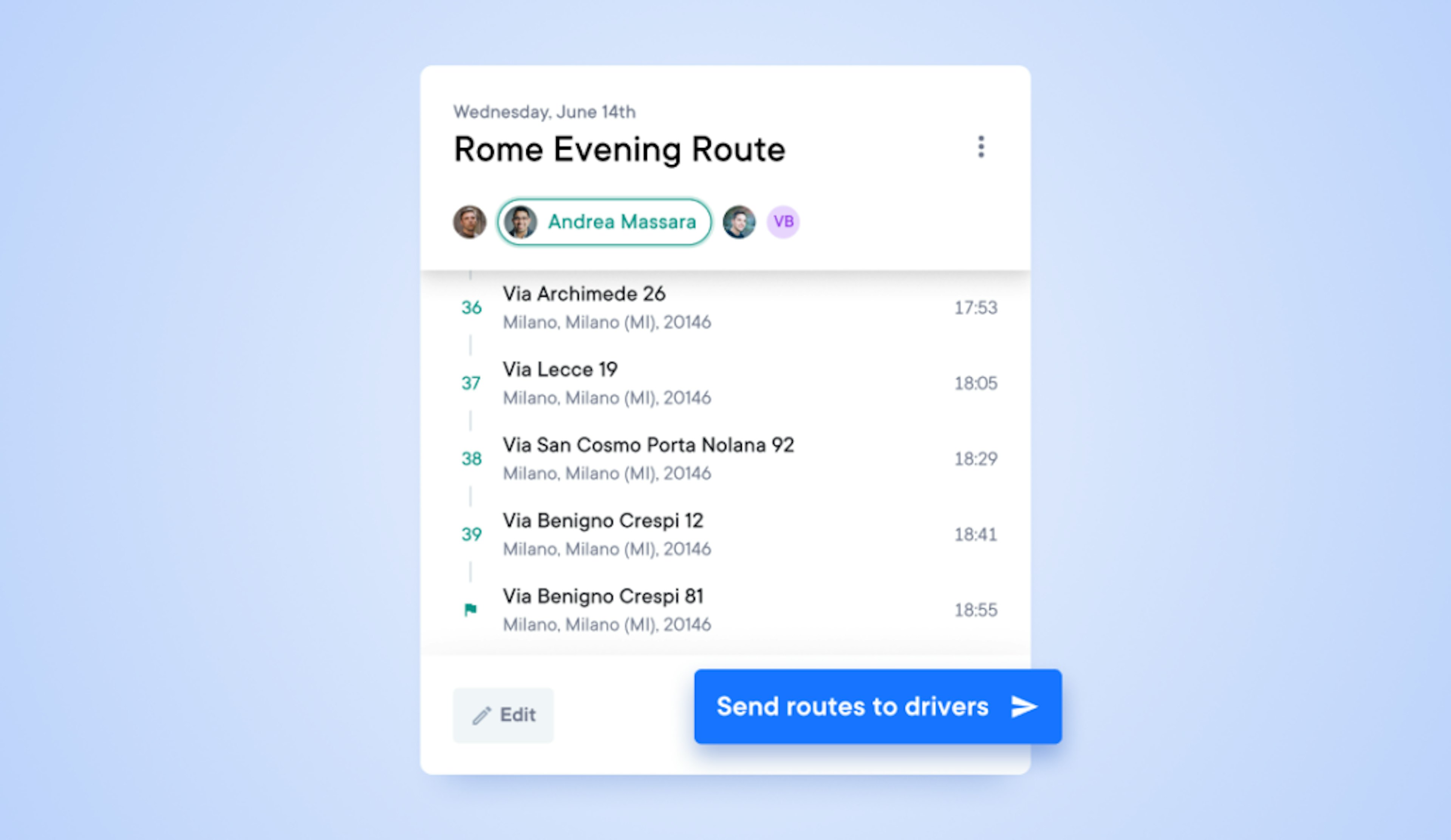 Distribute deliveries and routes between your drivers