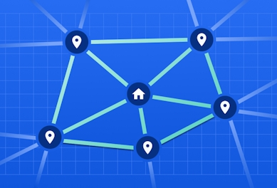 A complicated type of map, showing multiple different ways of completing the delivery route