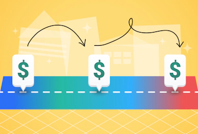 A road with dollar-sign markers