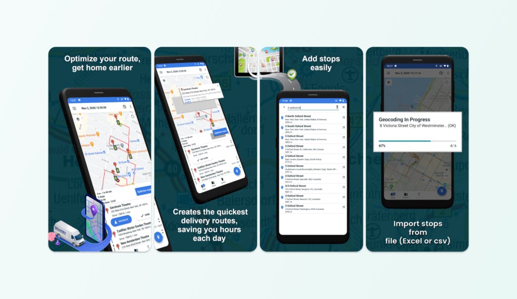 Multi-stop route creator app