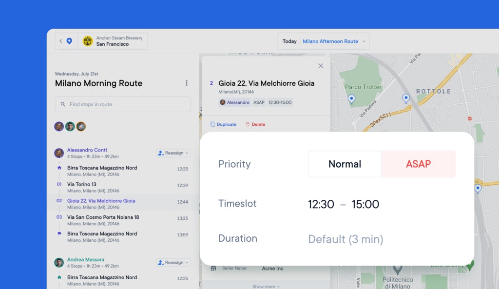 Customize your delivery stops