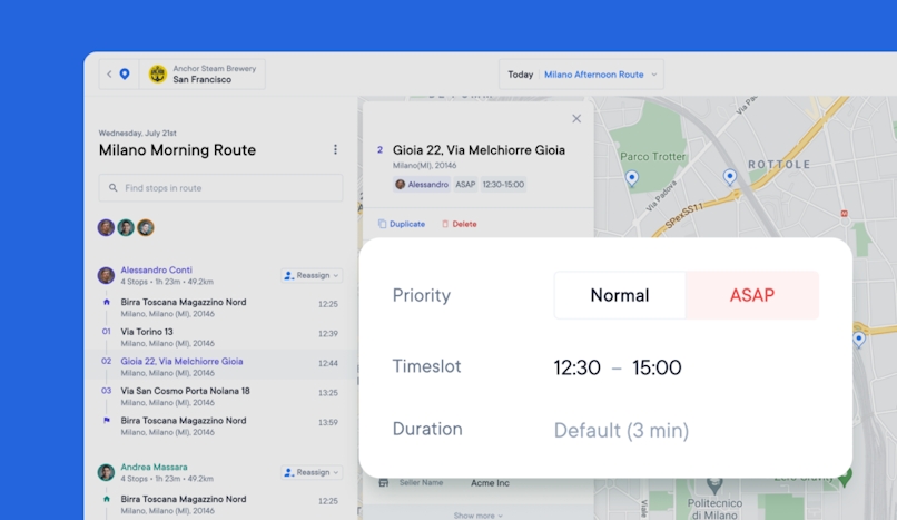 Customize your delivery stops