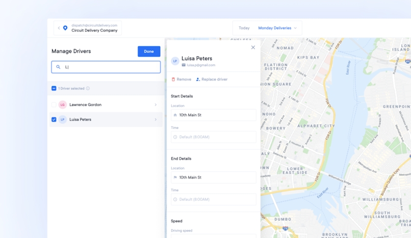 Circuit for Teams web app adding a driver